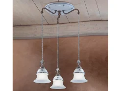 Lampadario Tondo Classico Ferrara Metallo Ceramica Nero Sfumato Rame 3 Luci E14