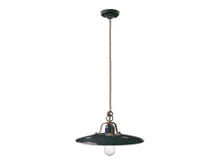 Lampadario Vintage Country Ferro E Ceramica Nero 1 Luce E27