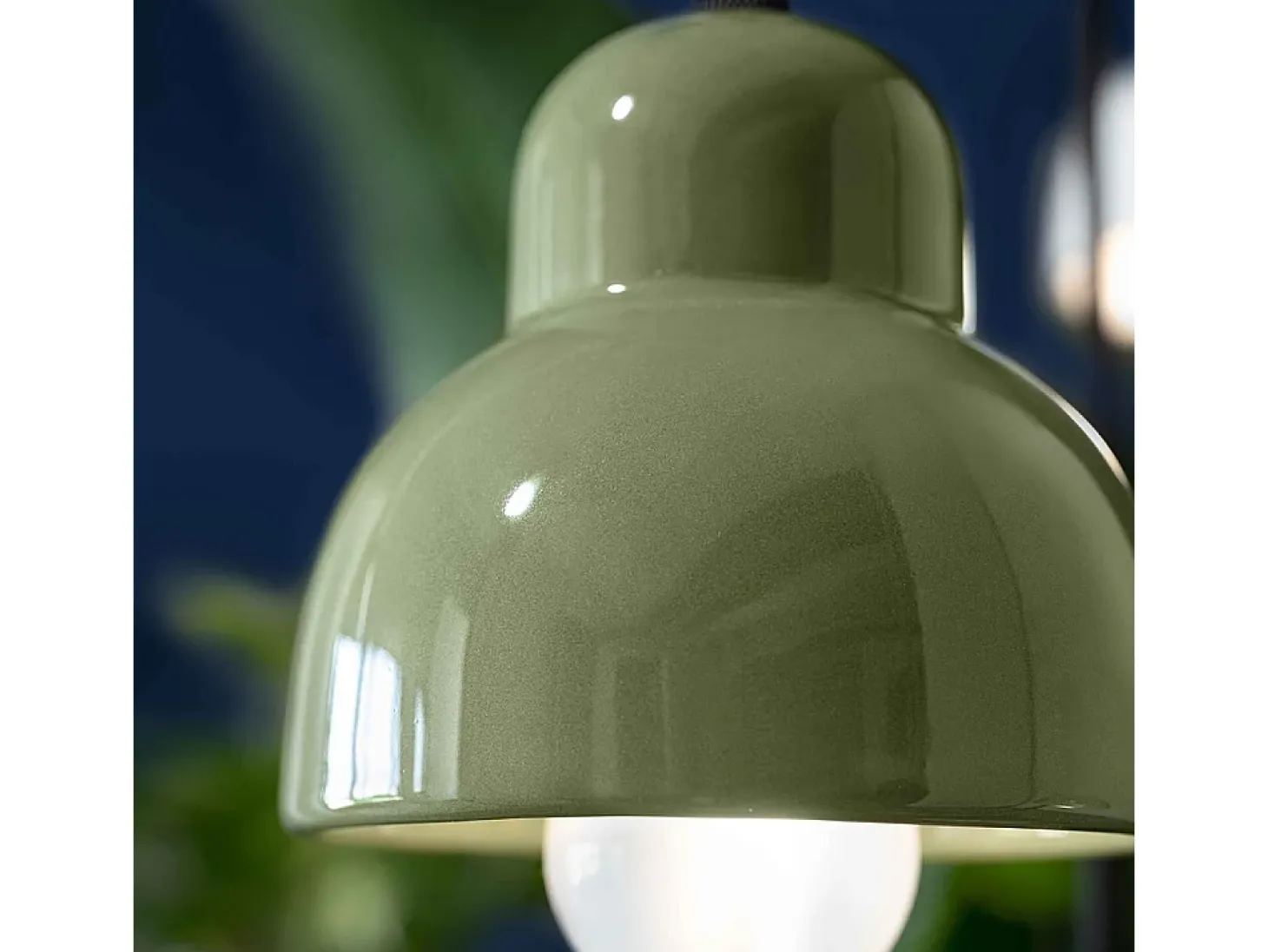 Lampadario Vintage Decò Berimbau Ceramica Verde Salvia 1 Luce E27