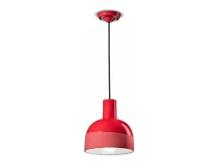 Lampadario Vintage Decò Caxixi Ceramica Rosso Corallo 1 Luce E27