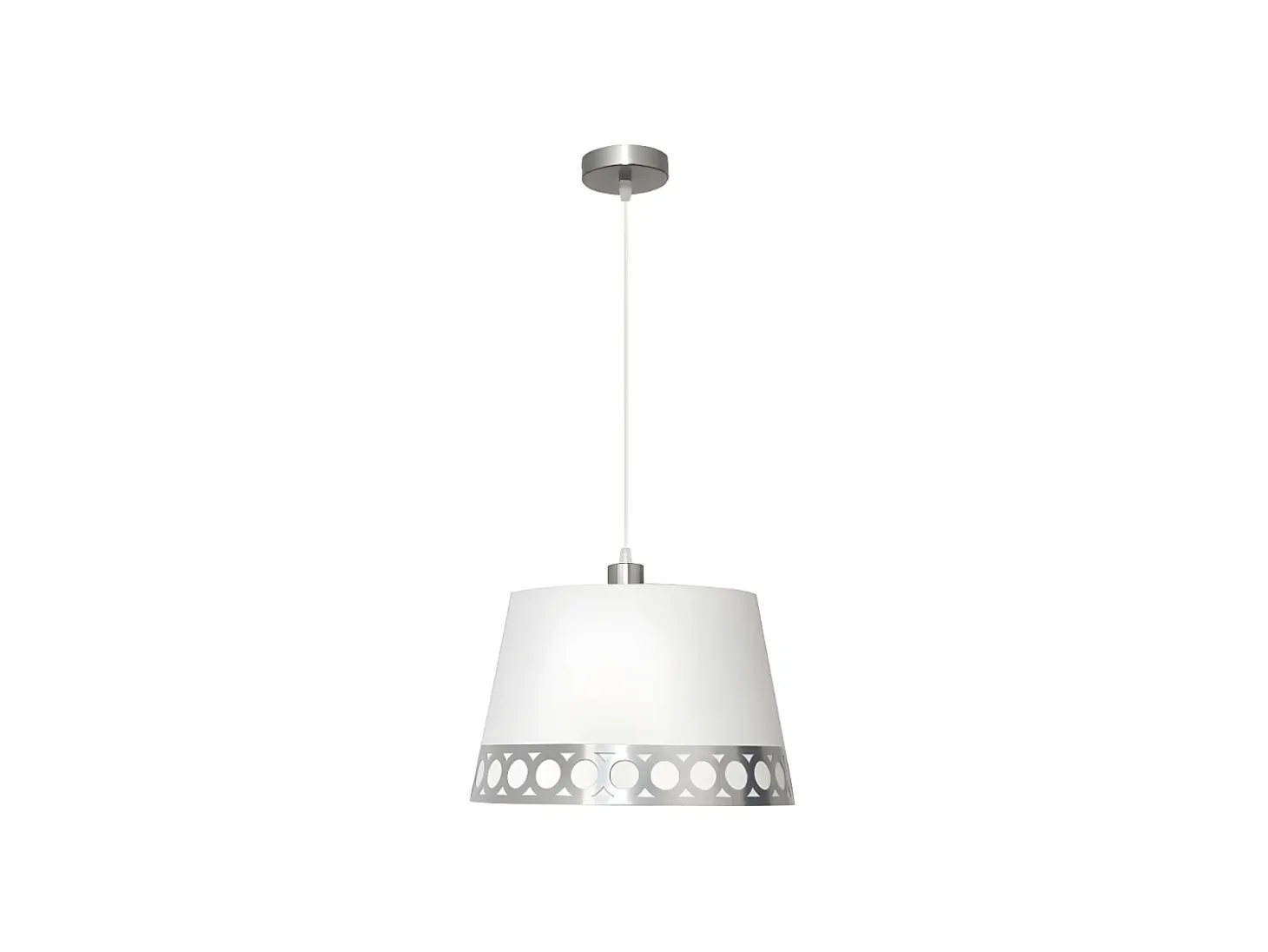 Lampara Colgante Dalia 1xe27 Acabado Blanco Con Cenefa Plata Fabrfilamp