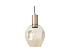 Lampara Colgante Meteoro 1xe27 Cuero / Ambar Regx14 3 Oquedades De .