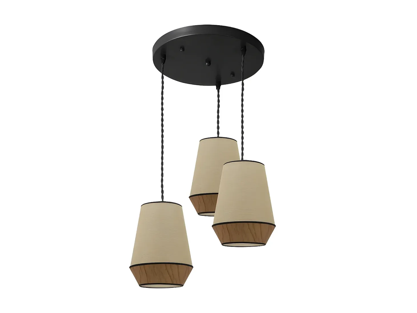 Lampara De Techo Modelo Campana 3 Luces Saco/marron Regulable