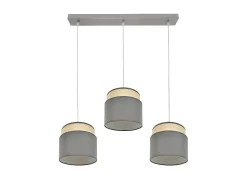 Lampara Lineal 3 Luces Colgantes Modelo Kandy Natural/gris Regulable