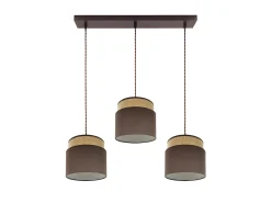 Lampara Lineal Marron/natural Modelo Kandy 3luces Colgantes Regulable