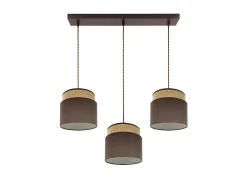 Lampara Lineal Marron/natural Modelo Kandy 3luces Colgantes Regulable