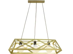 Lampara Rectangular Modelo Melli Acabado Oro Mate 3 Luces