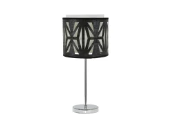 Lampara Sobremesa Cromo/madera Negra Modelo Katerina
