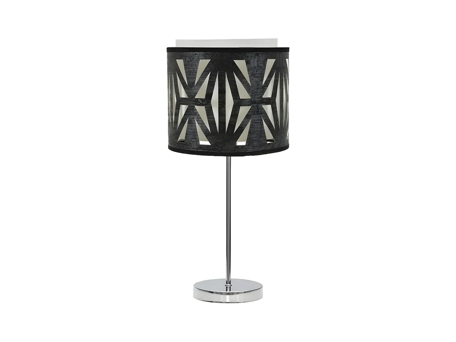 Lampara Sobremesa Cromo/madera Negra Modelo Katerina