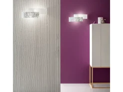 Lara Aplique 2 luces E14 cristal blanco pan plata - Aplique de estilo elegante 46x18cm, IP20, máx 2x42W, bombilla excluida