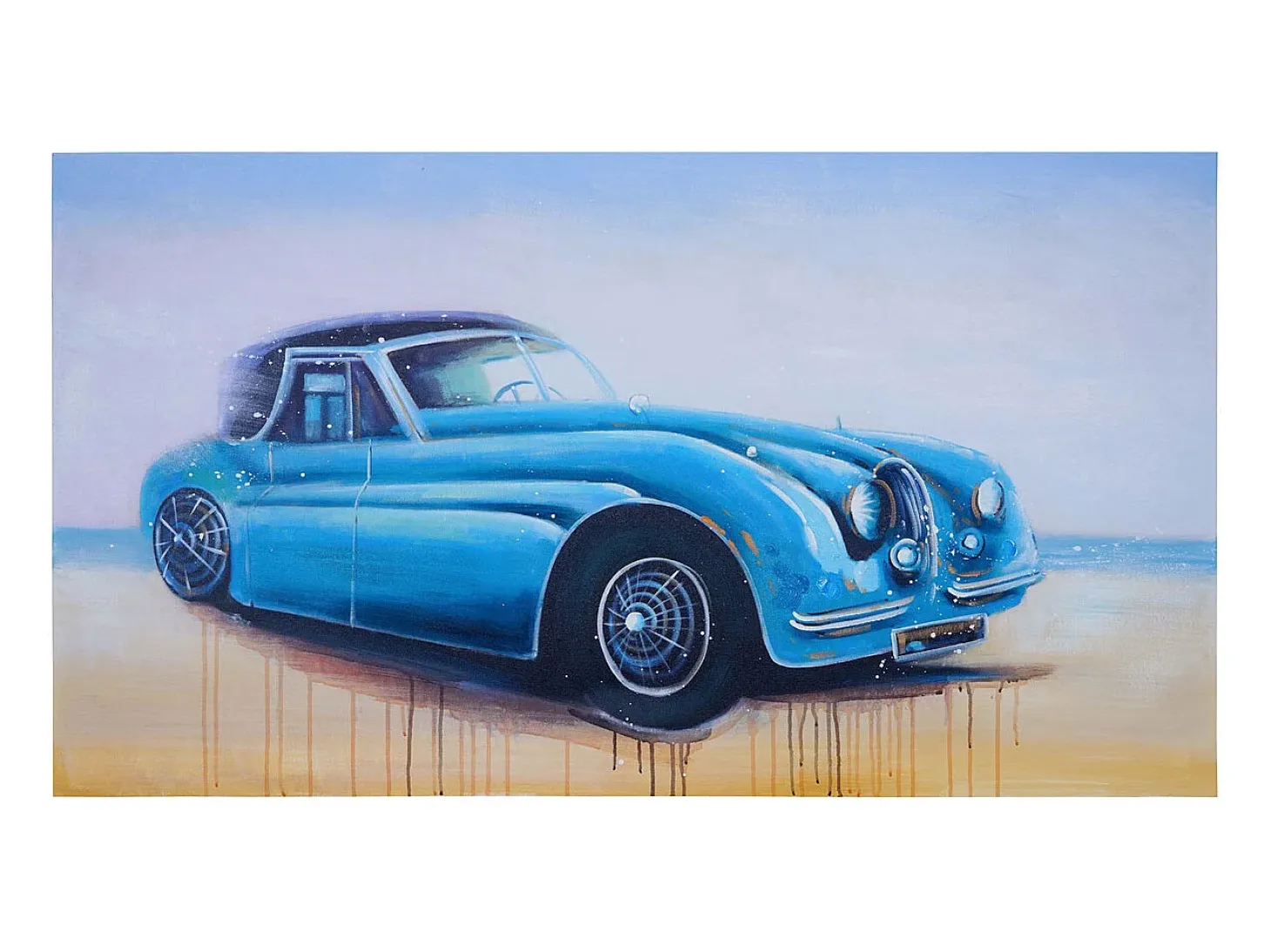 Óleo coche vintage pintado a mano