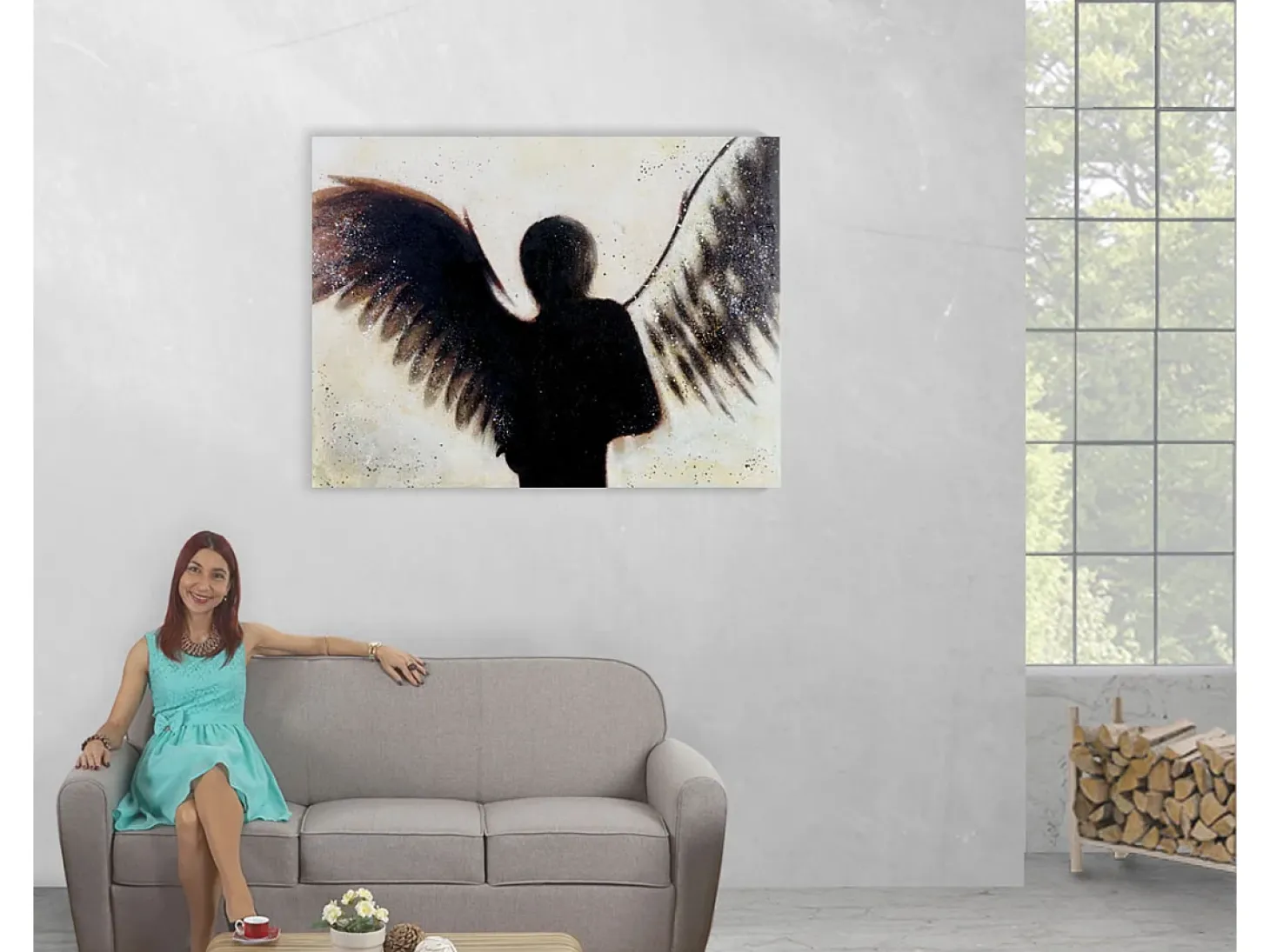 Óleo ángel pintado a mano
