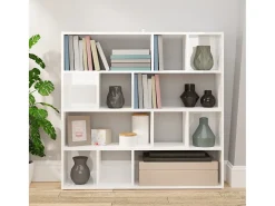Librería/Separador de ambientes Blanco Brillo 105x24x102 cm