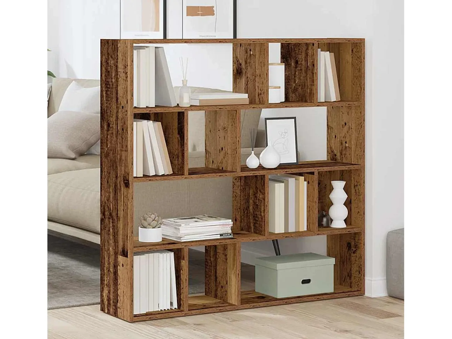 Librería/Separador de ambientes madera vieja 105x24x102 cm