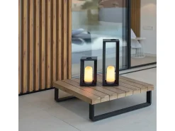 Linterna de Jardín de Metal con Batería Siroco 30 cm Negro Escandinavo con LED