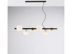Lámpara colgante Adrian de hierro lacado negro y bronceado 6 luces L.101 x 30 BL278-6-NR
