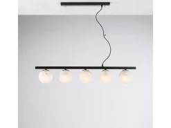 Lámpara colgante Adrian de hierro lacado negro y bronceado 5 luces L.101 x 14 BL278-5-NR