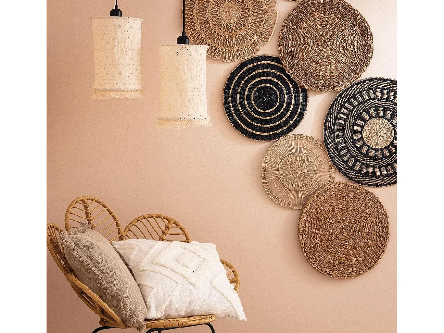 Lámpara Colgante Algodón Otomí Blanco Roto
