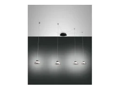 Lámpara colgante Arabella LED de metal y cristal soplado ahumado 3547-49-126 Fabas Luce