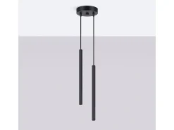 Lámpara colgante Arche moderno de acero - 2 fuentes luminosas - L.15 x A.118 cm - negro