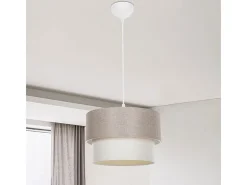 Lámpara Colgante Beige E27 D30x72cm Con Tejido PVC