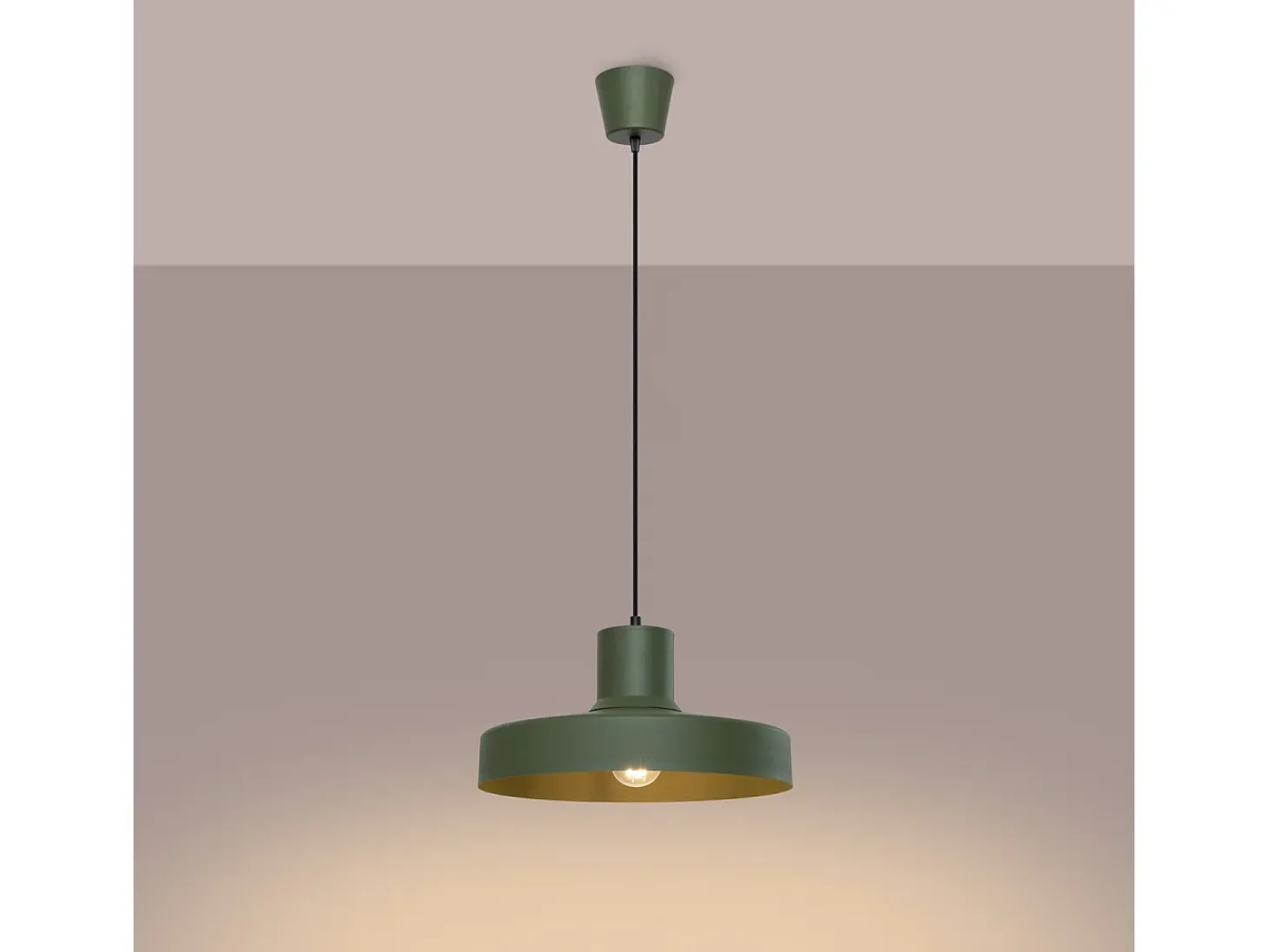 Lámpara Colgante Bilo Moderno De Acero - 1 Fuentes Luminosas - L.35 X A.120 Cm - Verde Oliva