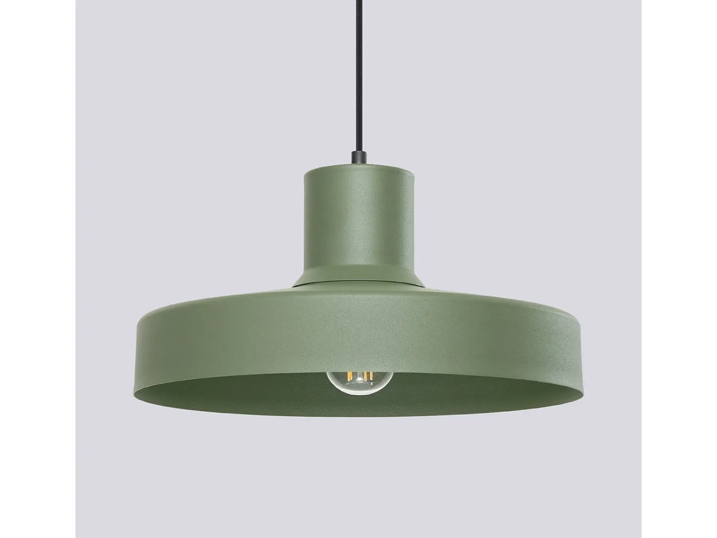 Lámpara Colgante Bilo Moderno De Acero - 1 Fuentes Luminosas - L.35 X A.120 Cm - Verde Oliva