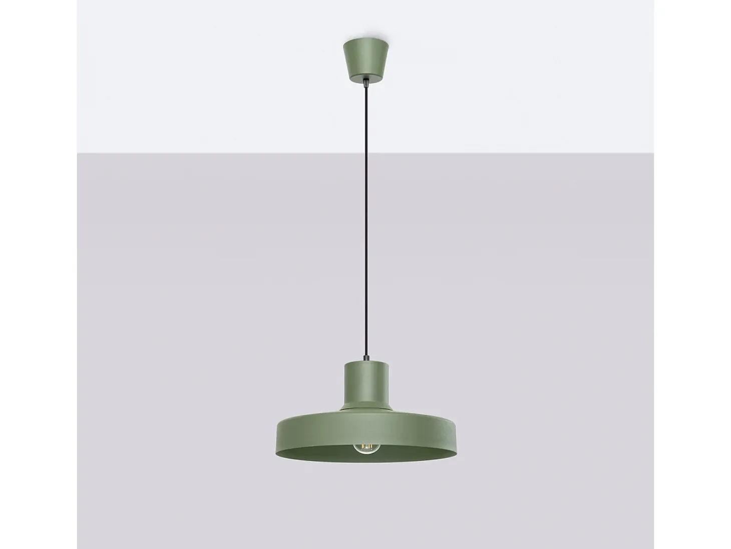 Lámpara Colgante Bilo Moderno De Acero - 1 Fuentes Luminosas - L.35 X A.120 Cm - Verde Oliva
