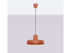 Lámpara Colgante Bilo Moderno De Acero - 1 Fuentes Luminosas - L.35 X A.120 Cm - Ocre Rojo