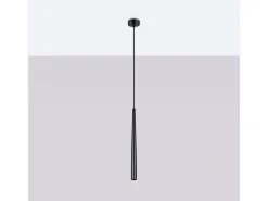 Lámpara Colgante Bliss Moderno De Acero - 1 Fuentes Luminosas - L.8 X A.118 Cm - Negro