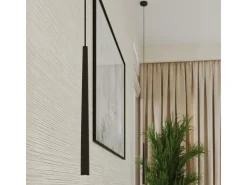 Lámpara Colgante Bliss Moderno De Acero - 1 Fuentes Luminosas - L.8 X A.118 Cm - Negro