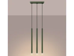 Lámpara colgante Brill moderno de acero - 3 fuentes luminosas 4000K - L.30 x A.94 cm - verde oliva