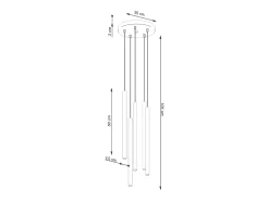 Lámpara colgante Brill moderno de acero - 5 fuentes luminosas 4000K - L.25 x A.104 cm - ocre rojo