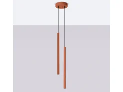Lámpara colgante Brill moderno de acero - 2 fuentes luminosas 3000K - L.15 x A.104 cm - ocre rojo