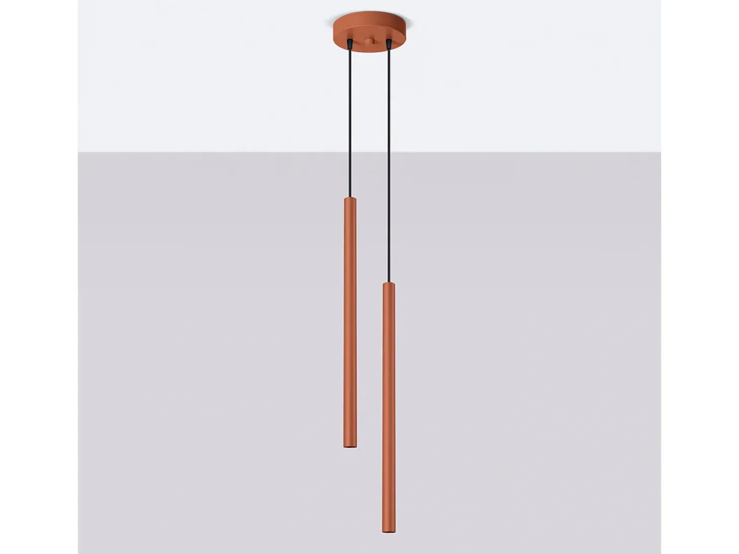 Lámpara colgante Brill moderno de acero - 2 fuentes luminosas 3000K - L.15 x A.104 cm - ocre rojo