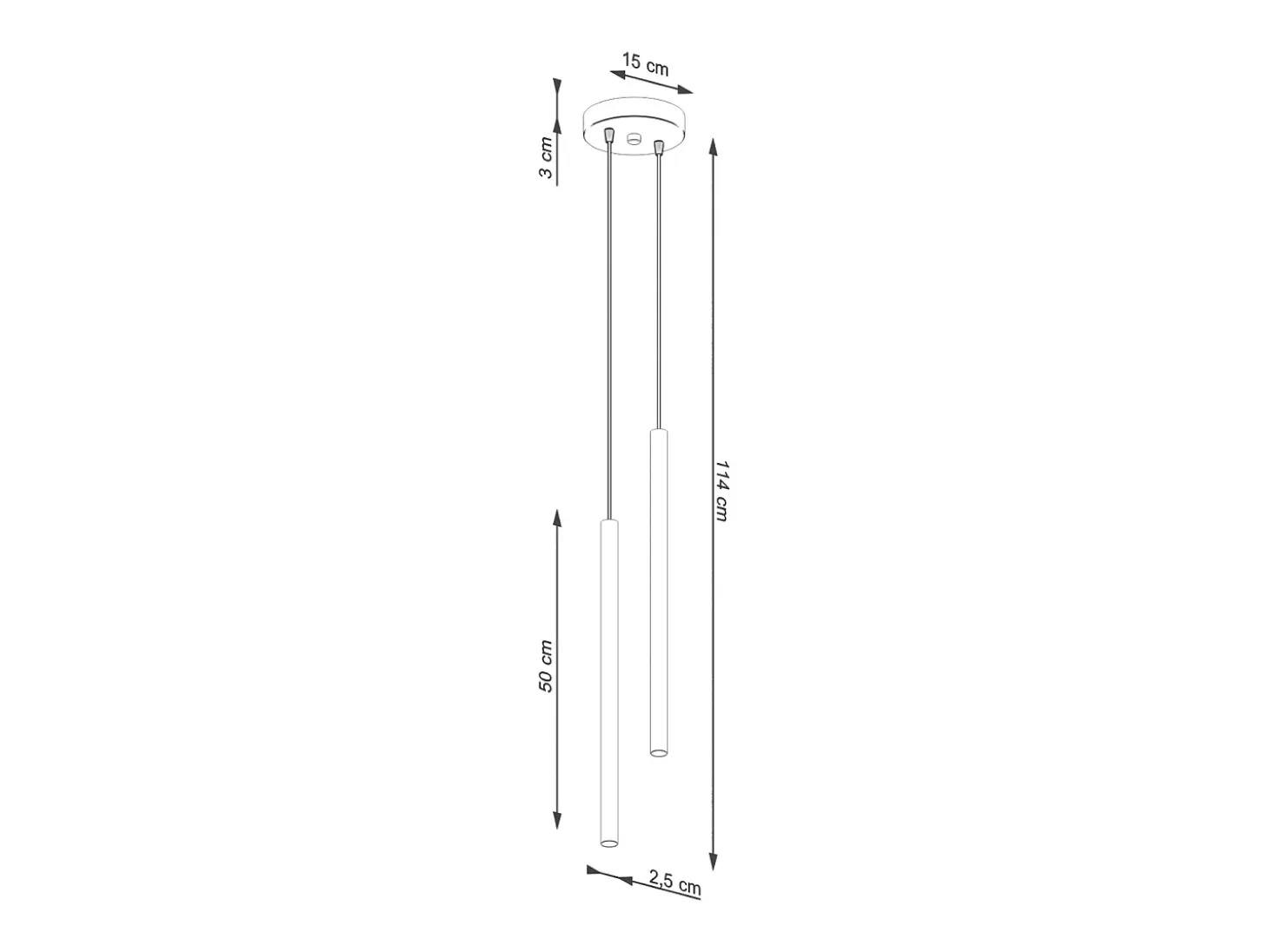 Lámpara colgante Brill moderno de acero - 2 fuentes luminosas 3000K - L.15 x A.104 cm - ocre rojo