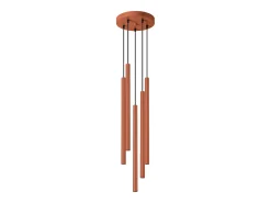 Lámpara colgante Brill moderno de acero - 5 fuentes luminosas 3000K - L.25 x A.104 cm - ocre rojo