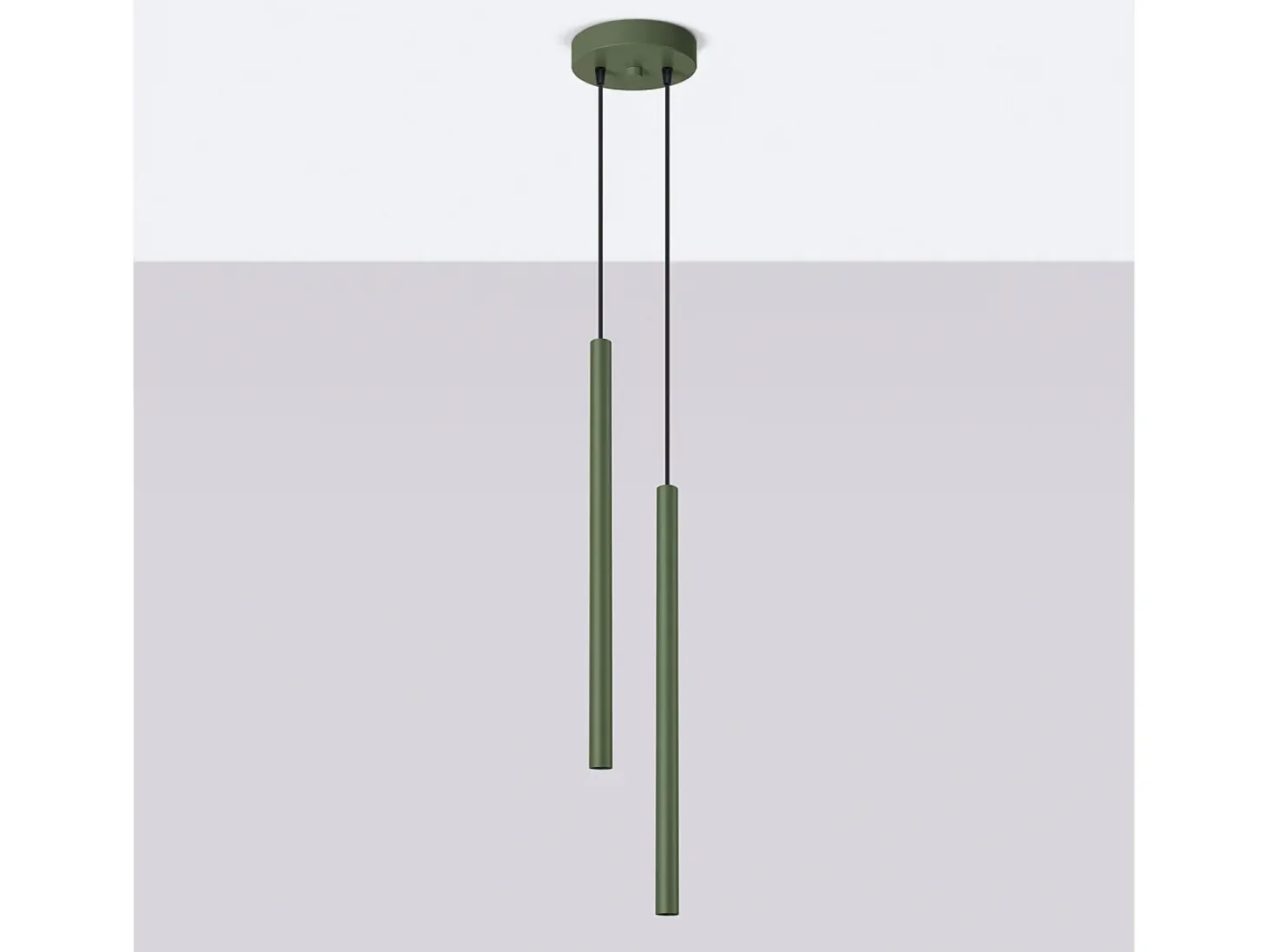 Lámpara colgante Brill moderno de acero - 2 fuentes luminosas 3000K - L.15 x A.104 cm - verde oliva