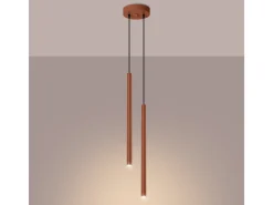 Lámpara colgante Brill moderno de acero - 2 fuentes luminosas 4000K - L.15 x A.104 cm - ocre rojo