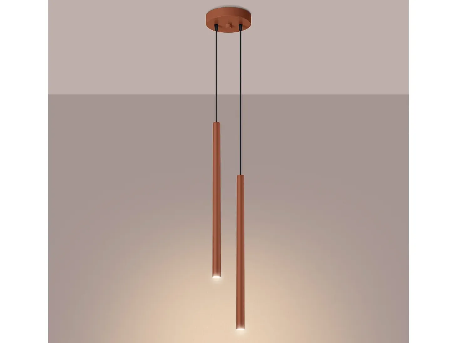 Lámpara colgante Brill moderno de acero - 2 fuentes luminosas 4000K - L.15 x A.104 cm - ocre rojo