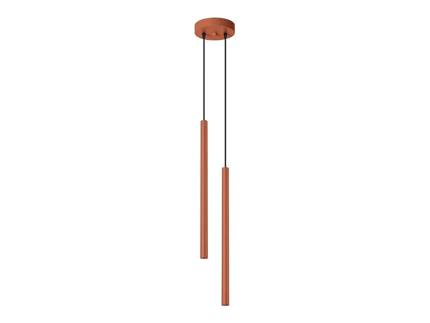 Lámpara colgante Brill moderno de acero - 2 fuentes luminosas 4000K - L.15 x A.104 cm - ocre rojo