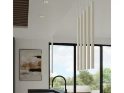 Lámpara colgante Brill moderno de acero - 3 fuentes luminosas 3000K - L.19,5 x A.104 cm - beige