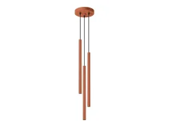 Lámpara colgante Brill moderno de acero - 3 fuentes luminosas 3000K - L.19,5 x A.104 cm - ocre rojo