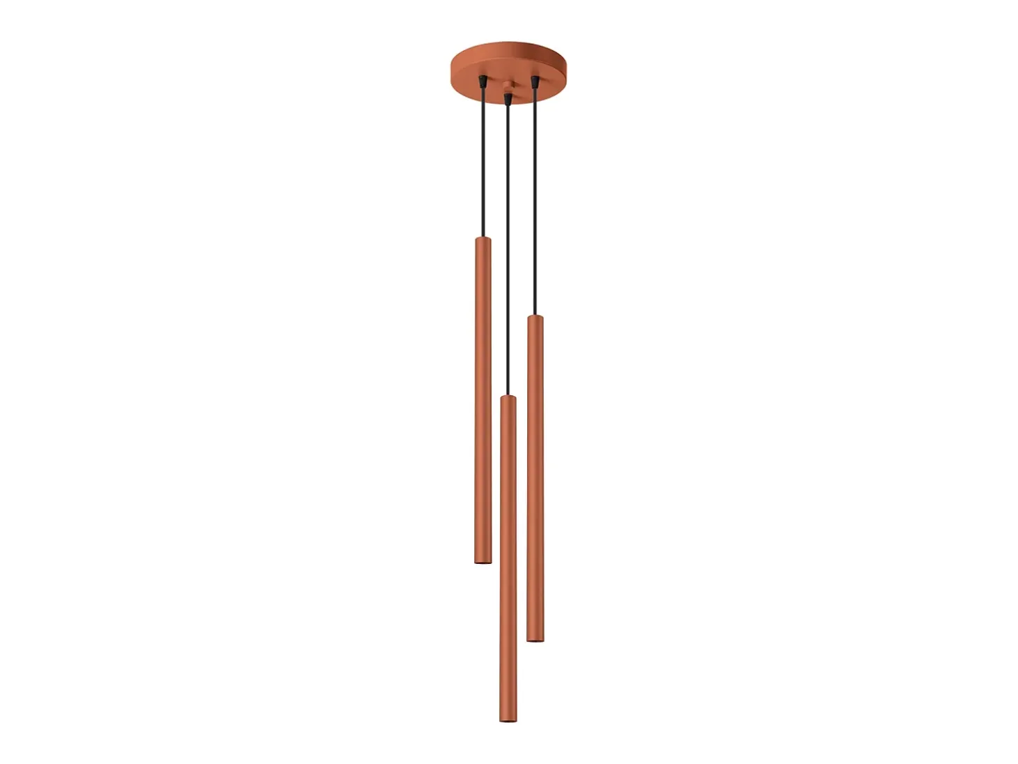 Lámpara colgante Brill moderno de acero - 3 fuentes luminosas 3000K - L.19,5 x A.104 cm - ocre rojo
