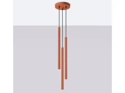Lámpara colgante Brill moderno de acero - 3 fuentes luminosas 3000K - L.19,5 x A.104 cm - ocre rojo