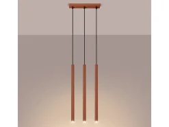 Lámpara colgante Brill moderno de acero - 3 fuentes luminosas 4000K - L.30 x A.94 cm - ocre rojo
