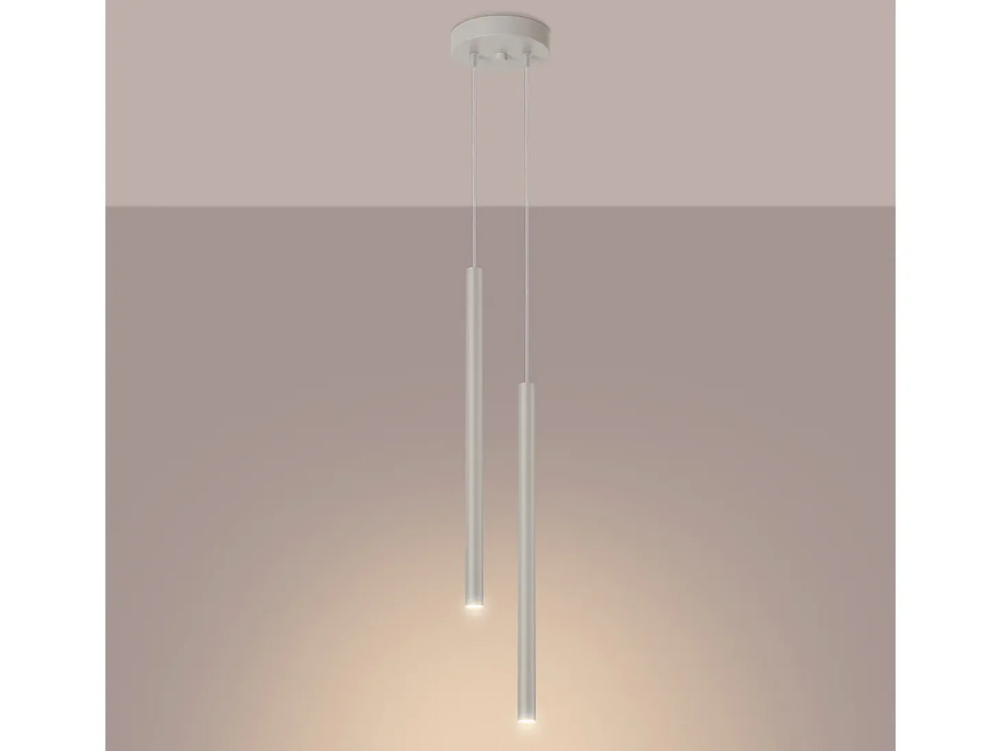 Lámpara colgante Brill moderno de acero - 2 fuentes luminosas 4000K - L.15 x A.104 cm - beige