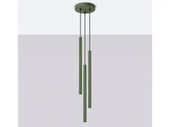 Lámpara colgante Brill moderno de acero - 3 fuentes luminosas 3000K - L.19,5 x A.104 cm - verde oliva