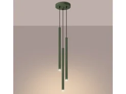 Lámpara colgante Brill moderno de acero - 3 fuentes luminosas 4000K - L.19,5 x A.104 cm - verde oliva