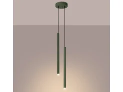 Lámpara colgante Brill moderno de acero - 2 fuentes luminosas 4000K - L.15 x A.104 cm - verde oliva